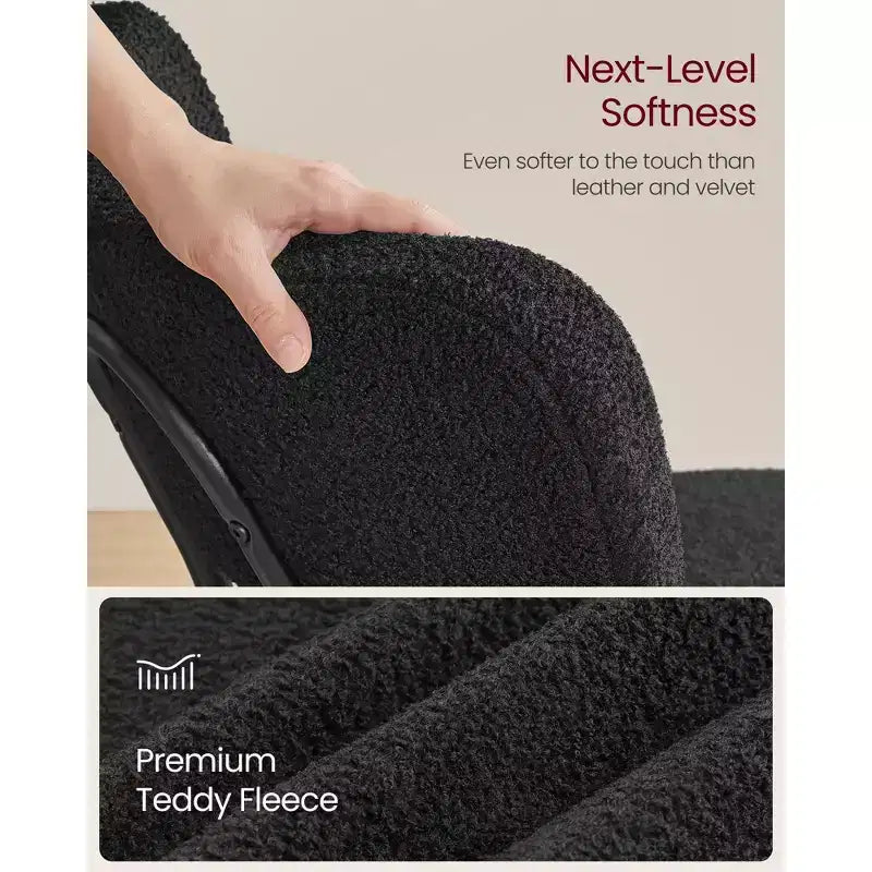 Lot de 2 Chaises de Salle à Manger Modernes Rembourrées avec Dossier Incurvé, Tissu Polaire Pelucheux et Cadre en Acier Robuste pour une Assise Confortable