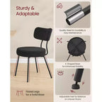 Lot de 2 Chaises de Salle à Manger Modernes Rembourrées avec Dossier Incurvé, Tissu Polaire Pelucheux et Cadre en Acier Robuste pour une Assise Confortable