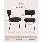 Lot de 2 Chaises de Salle à Manger Modernes Rembourrées avec Dossier Incurvé, Tissu Polaire Pelucheux et Cadre en Acier Robuste pour une Assise Confortable