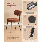 Lot de 2 Chaises de Salle à Manger Modernes Rembourrées avec Dossier Incurvé, Tissu Polaire Pelucheux et Cadre en Acier Robuste pour une Assise Confortable