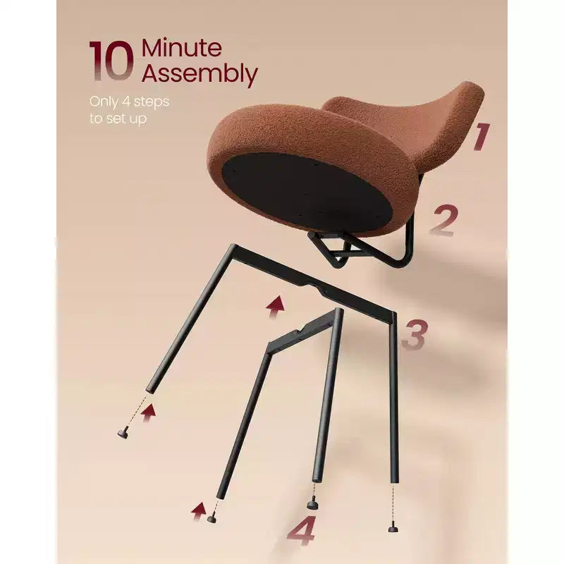 Lot de 2 Chaises de Salle à Manger Modernes Rembourrées avec Dossier Incurvé, Tissu Polaire Pelucheux et Cadre en Acier Robuste pour une Assise Confortable