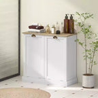 Meuble de rangement de salle de bain HOMCOM avec deux paniers à linge inclinables, armoire de salle de bain moderne avec portes shaker et poignées, blanc