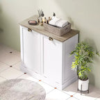 Meuble de rangement de salle de bain HOMCOM avec deux paniers à linge inclinables, armoire de salle de bain moderne avec portes shaker et poignées, blanc