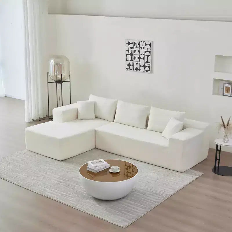 MAYEERTY 104.33 Canapé d'angle modulaire en éponge blanche en forme de L, canapé nuage pour salon