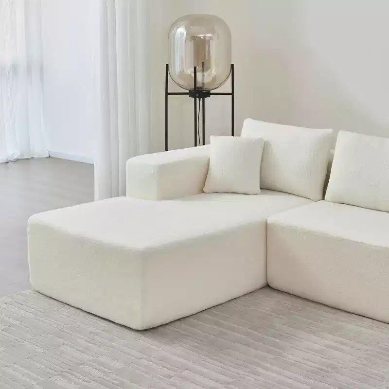 MAYEERTY 104.33 Canapé d'angle modulaire en éponge blanche en forme de L, canapé nuage pour salon