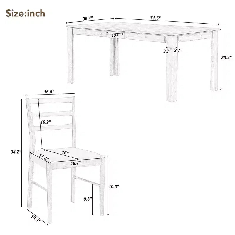 Ensemble de salle à manger 7 pièces en bois Whisen, table extensible multifonctionnelle, 12 rallonges et 2 tiroirs, 6 chaises de salle à manger