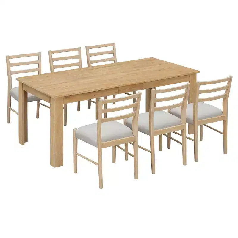 Ensemble de salle à manger 7 pièces en bois Whisen, table extensible multifonctionnelle, 12 rallonges et 2 tiroirs, 6 chaises de salle à manger