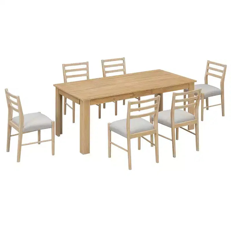 Ensemble de salle à manger 7 pièces en bois Whisen, table extensible multifonctionnelle, 12 rallonges et 2 tiroirs, 6 chaises de salle à manger