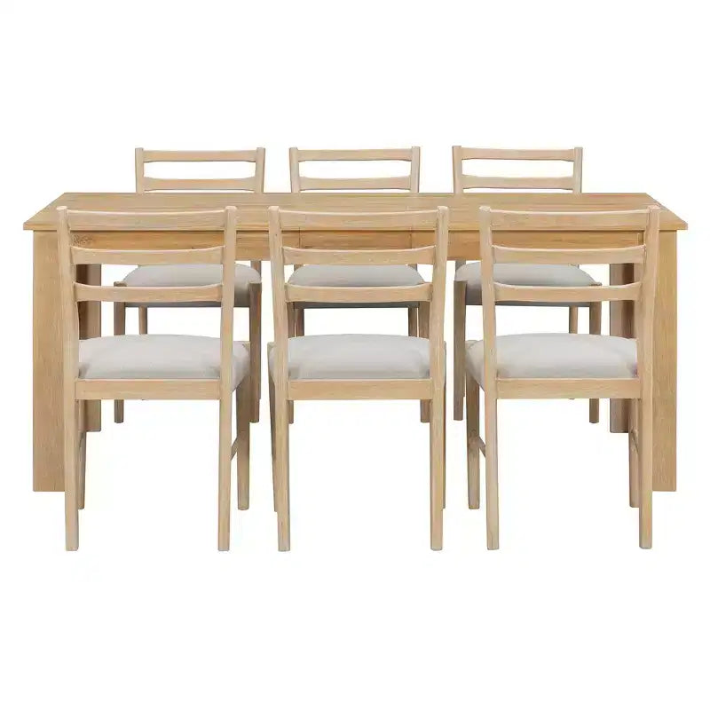 Ensemble de salle à manger 7 pièces en bois Whisen, table extensible multifonctionnelle, 12 rallonges et 2 tiroirs, 6 chaises de salle à manger