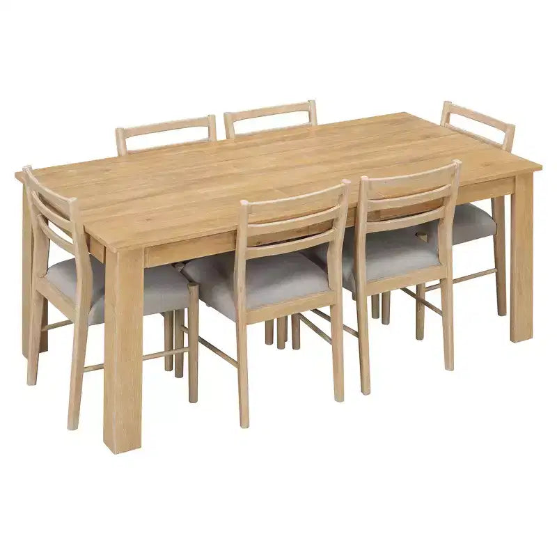 Ensemble de salle à manger 7 pièces en bois Whisen, table extensible multifonctionnelle, 12 rallonges et 2 tiroirs, 6 chaises de salle à manger