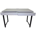 Bureau eHemco avec 2 tiroirs, plateau gris clair et piètement en métal noir