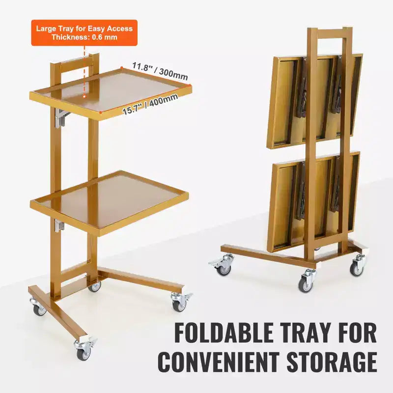Chariots de laboratoire VEVOR à 2 niveaux en acier inoxydable, chariot utilitaire de laboratoire avec 2 plateaux, chariot médical mobile avec 4 roulettes silencieuses, chariot de laboratoire roulant