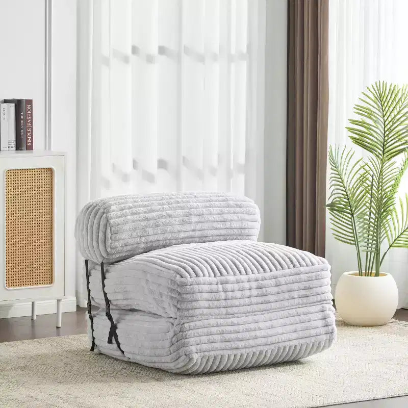Christopher Knight Home Maegan Modern Foldable Faux Fur Bean Bag Convertible Lounge Bed with Pillow