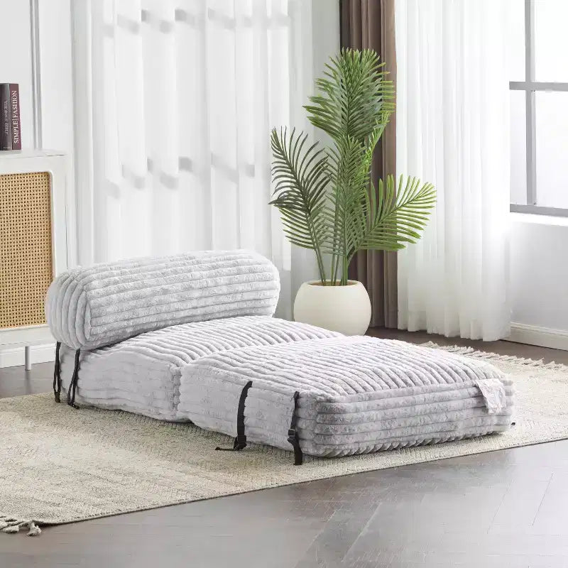 Christopher Knight Home Maegan – Pouf convertible moderne pliable en fausse fourrure avec oreiller