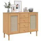 vidaXL SENJA Buffet bahut armoire de rangement aspect rotin bois de pin massif, avec 4 tiroirs