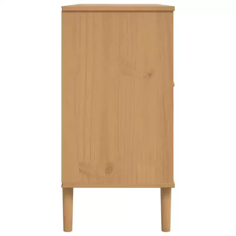 vidaXL SENJA Buffet bahut armoire de rangement aspect rotin bois de pin massif, avec 4 tiroirs