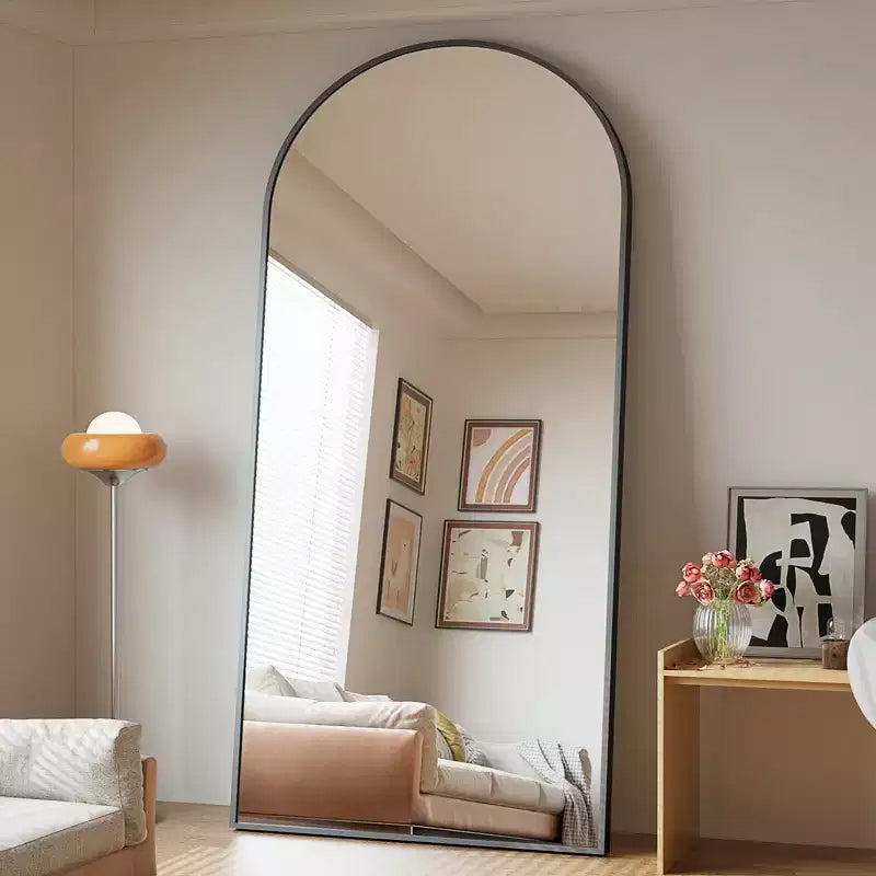 Miroir de sol surdimensionné BEAUTYPEAK 34 X 76, miroir pleine longueur arqué