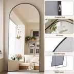 Miroir de sol surdimensionné BEAUTYPEAK 34 X 76, miroir pleine longueur arqué
