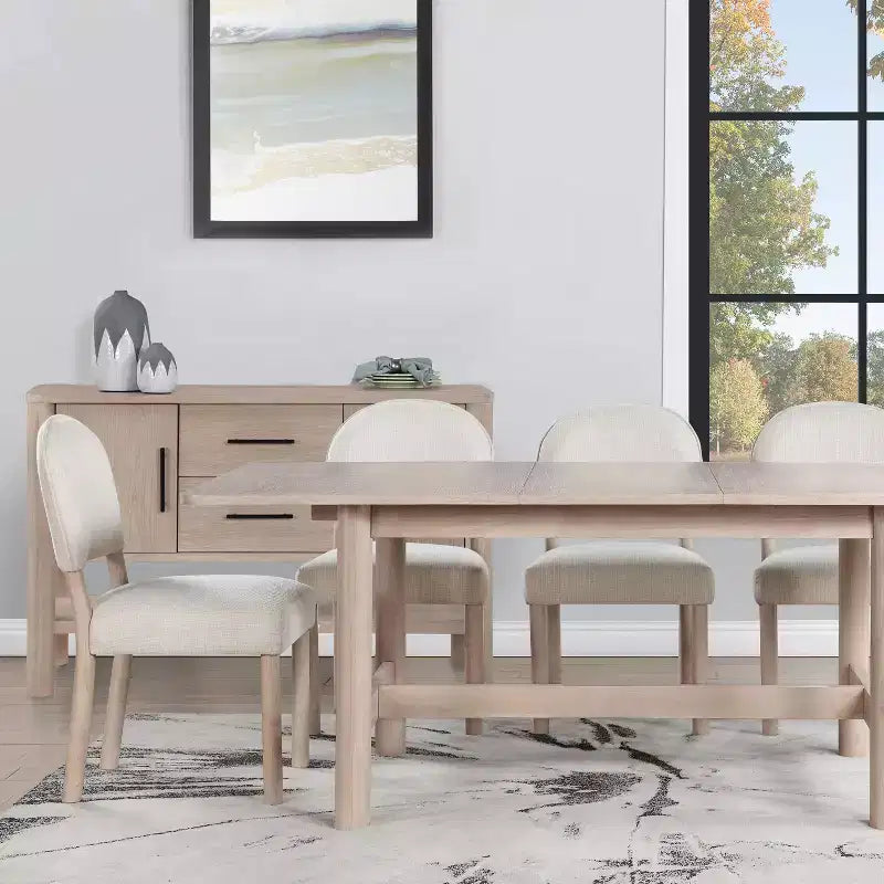 GDFStudio Felix Chaises de salle à manger sans accoudoirs en tissu et bois dur (lot de 2)