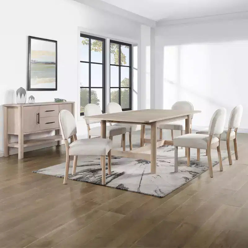 GDFStudio Felix Chaises de salle à manger sans accoudoirs en tissu et bois dur (lot de 2)