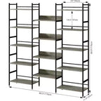 Étagère 5 niveaux avec 14 compartiments de présentation, grande étagère industrielle ouverte, rangement rustique, salon, chambre à coucher, bureau et salle d'étude