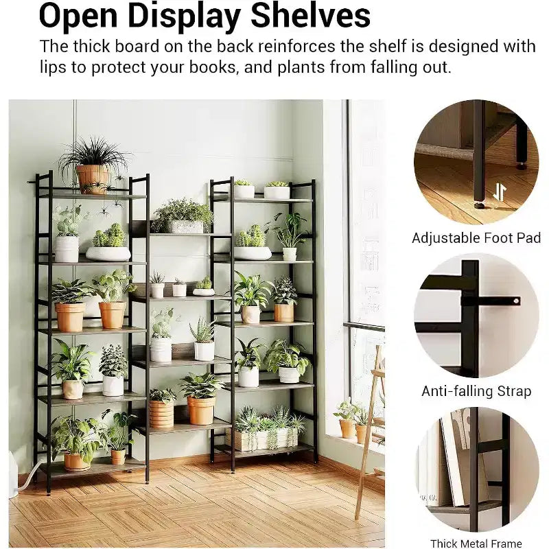 Étagère 5 niveaux avec 14 compartiments de présentation, grande étagère industrielle ouverte, rangement rustique, salon, chambre à coucher, bureau et salle d'étude