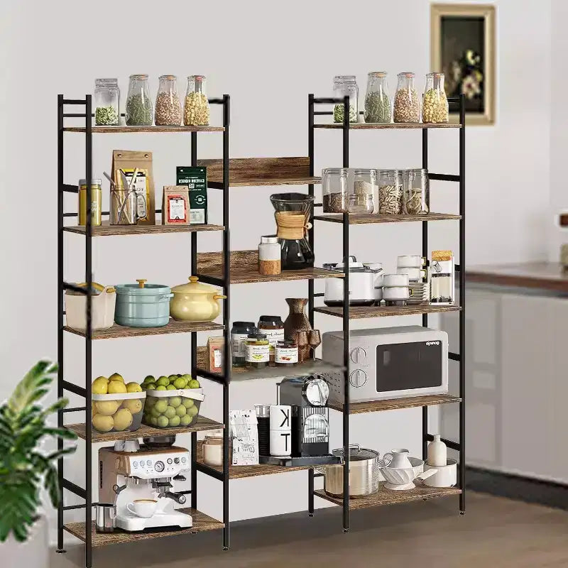 Étagère 5 niveaux avec 14 compartiments de présentation, grande étagère industrielle ouverte, rangement rustique, salon, chambre à coucher, bureau et salle d'étude