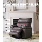 Fauteuil inclinable chauffant et massant avec pivotement à 360° et bascule manuelle, design ergonomique avec télécommande et porte-gobelets pour salon