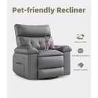 Fauteuil inclinable chauffant et massant avec pivotement à 360° et bascule manuelle, design ergonomique avec télécommande et porte-gobelets pour salon