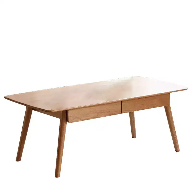 Table basse rectangulaire GDFStudio Dean en bois massif de chêne avec deux tiroirs