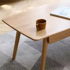 Table basse rectangulaire GDFStudio Dean en bois massif de chêne avec deux tiroirs