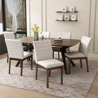 Ensemble de salle à manger rembourré 7 pièces en bois d'hévéa de style milieu de siècle Latisha de Christopher Knight Home