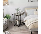 Table d'appoint pliante en C avec station de charge intégrée, ports USB et prises pour salon et chambre - Design compact et étroit