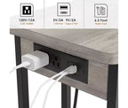 Table d'appoint pliante en C avec station de charge intégrée, ports USB et prises pour salon et chambre - Design compact et étroit