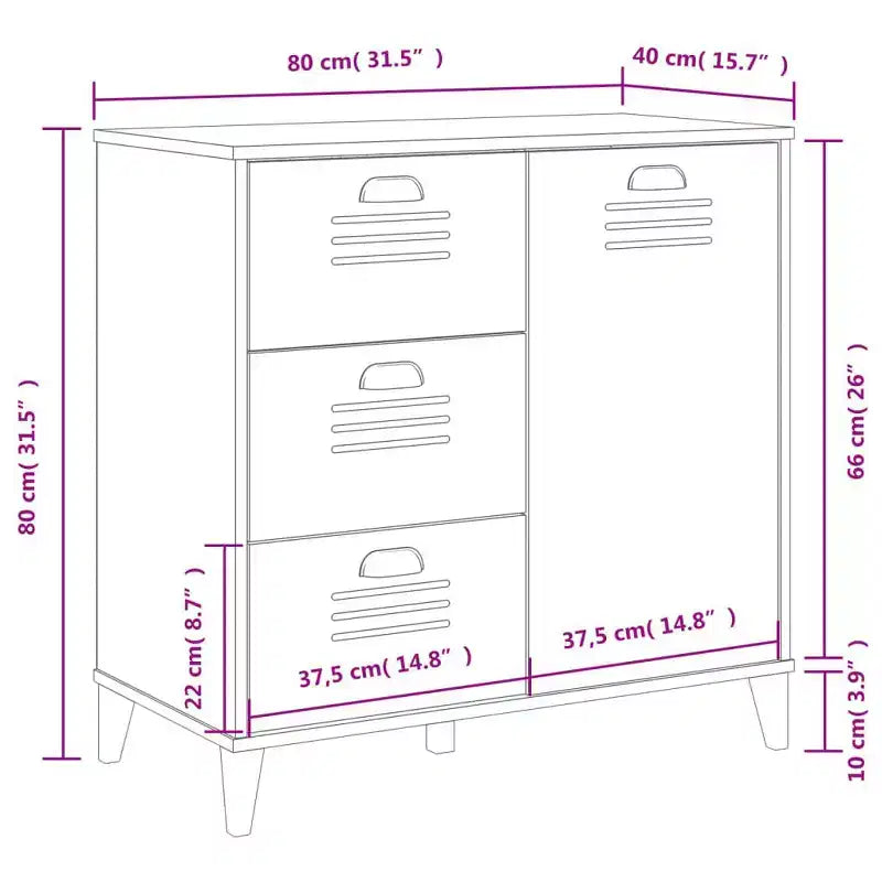 vidaXL Buffet Meuble de Rangement Salon Bois Massif de Pin