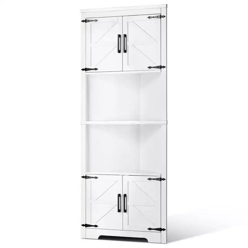 VEVOR 68 Tall Corner Storage Cabinet, 6 Tiers Farmhouse Storage Cabinet with 4 Wooden Doors & Adjustable Shelves,Freestanding Corner Kitchen Cabinet