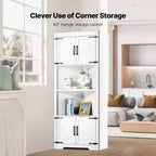 Meuble de Rangement d'Angle Haut VEVOR 68", Armoire de Rangement de Style Ferme à 6 Niveaux avec 4 Portes en Bois et Étagères Réglables, Meuble de Cuisine d'Angle Autoportant