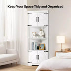 Meuble de Rangement d'Angle Haut VEVOR 68", Armoire de Rangement de Style Ferme à 6 Niveaux avec 4 Portes en Bois et Étagères Réglables, Meuble de Cuisine d'Angle Autoportant