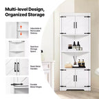 Meuble de Rangement d'Angle Haut VEVOR 68", Armoire de Rangement de Style Ferme à 6 Niveaux avec 4 Portes en Bois et Étagères Réglables, Meuble de Cuisine d'Angle Autoportant