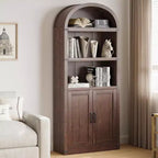 3 Shelf Arched Bookcase, Farmhouse Wooden Bookshelf, Tall 71.65 Inch Display Storage Rack for Home Office, Living Room, Bedroom, and More