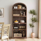 Bibliothèque arquée à 3 étagères, Étagère en bois de style ferme, Étagère de rangement haute de 182 cm pour la maison, le bureau, le salon, la chambre, et plus encore
