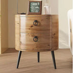COZONY Table d'appoint ronde avec 2 tiroirs, table de chevet moderne de 47 cm avec pieds en métal
