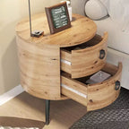 COZONY Table d'appoint ronde avec 2 tiroirs, table de chevet moderne de 47 cm avec pieds en métal