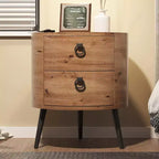 COZONY Table d'appoint ronde avec 2 tiroirs, table de chevet moderne de 47 cm avec pieds en métal