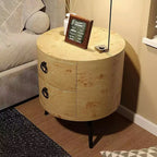 COZONY Table d'appoint ronde avec 2 tiroirs, table de chevet moderne de 47 cm avec pieds en métal