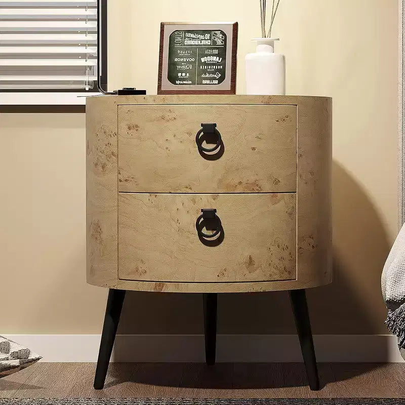 COZONY Table d'appoint ronde avec 2 tiroirs, table de chevet moderne de 47 cm avec pieds en métal