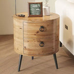 COZONY Table d'appoint ronde avec 2 tiroirs, table de chevet moderne de 47 cm avec pieds en métal