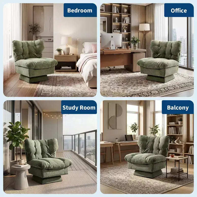Fauteuil pivotant en chenille, canapé pivotant moderne et confortable à 360° avec base surdimensionnée, siège étendu de 52,8 cm, charge maximale de 136 kg pour salon