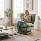 Fauteuil pivotant en chenille, canapé pivotant moderne et confortable à 360° avec base surdimensionnée, siège étendu de 52,8 cm, charge maximale de 136 kg pour salon