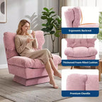 Fauteuil pivotant en chenille, canapé pivotant moderne et confortable à 360° avec base surdimensionnée, siège étendu de 52,8 cm, charge maximale de 136 kg pour salon